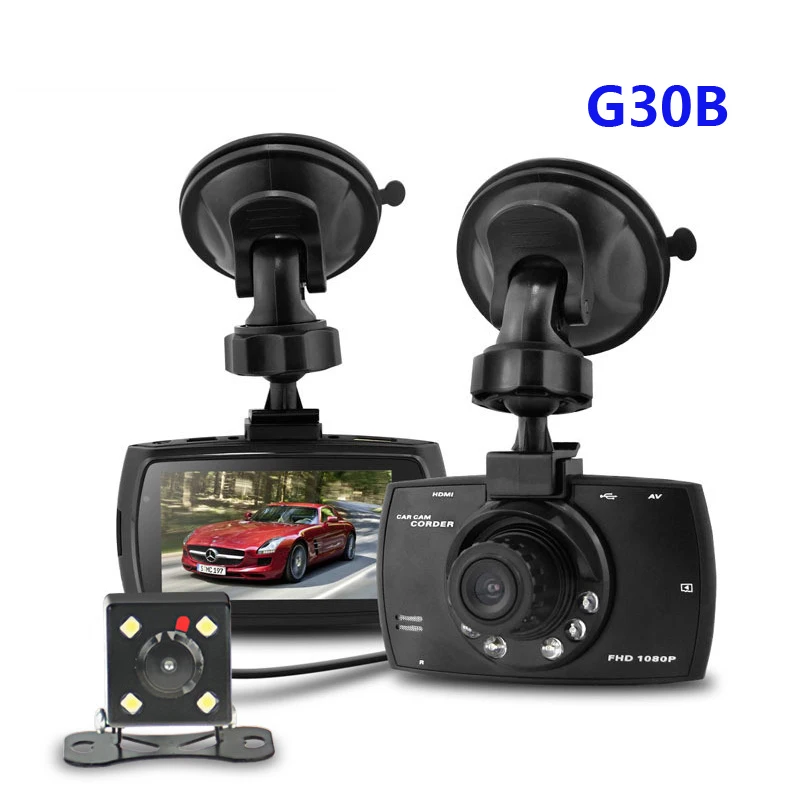 Car DVR G30B Dual Lens Car DVR H.264 Front Camera Full HD Car Camera Recorder 1280*1080P External Rear Camera 720*480P Dash Cam