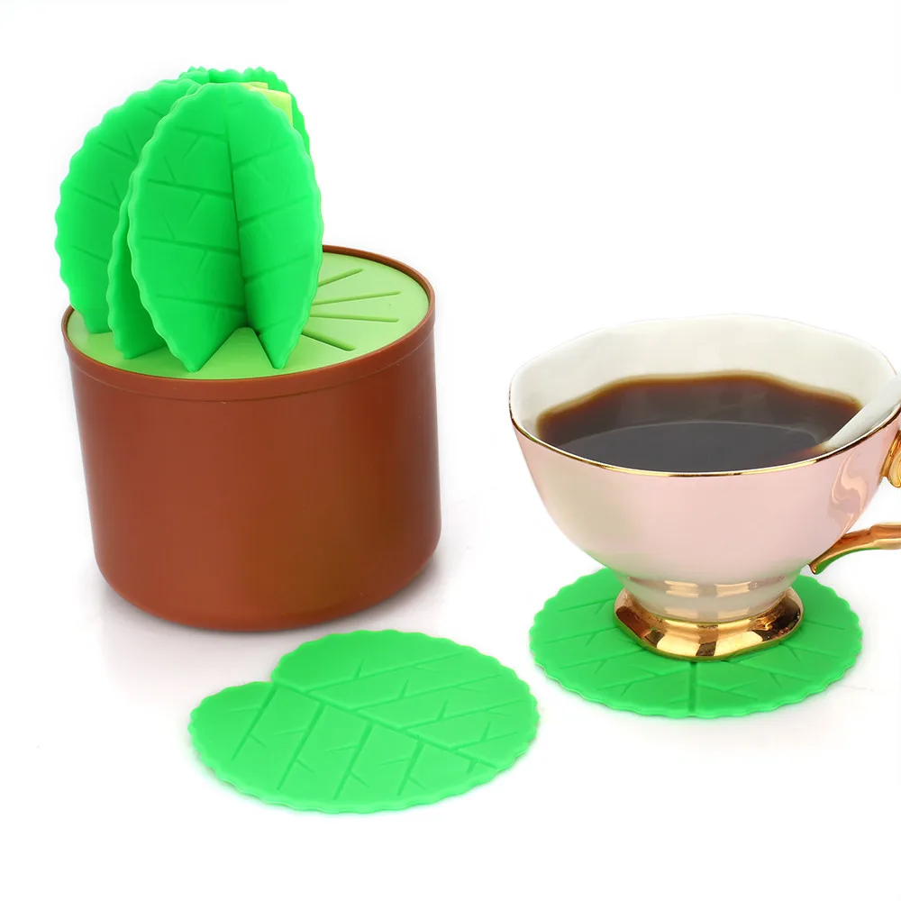 

Table Decoration Cactus Bonsai Shape Silicone Coasters Set Heat Insulation Table