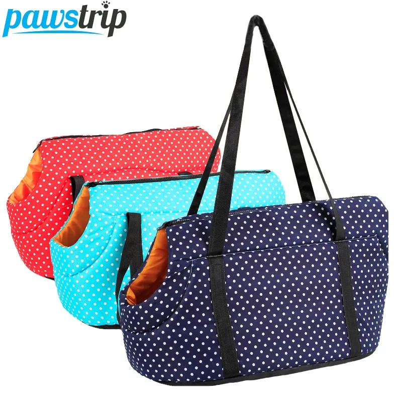 

Pawstrip Dot Print Pet Dog Carrier Sling Winter Warm Cat Carrier Outdoor Travel Small Dog Shoulder Bag For Chihuahua S/L