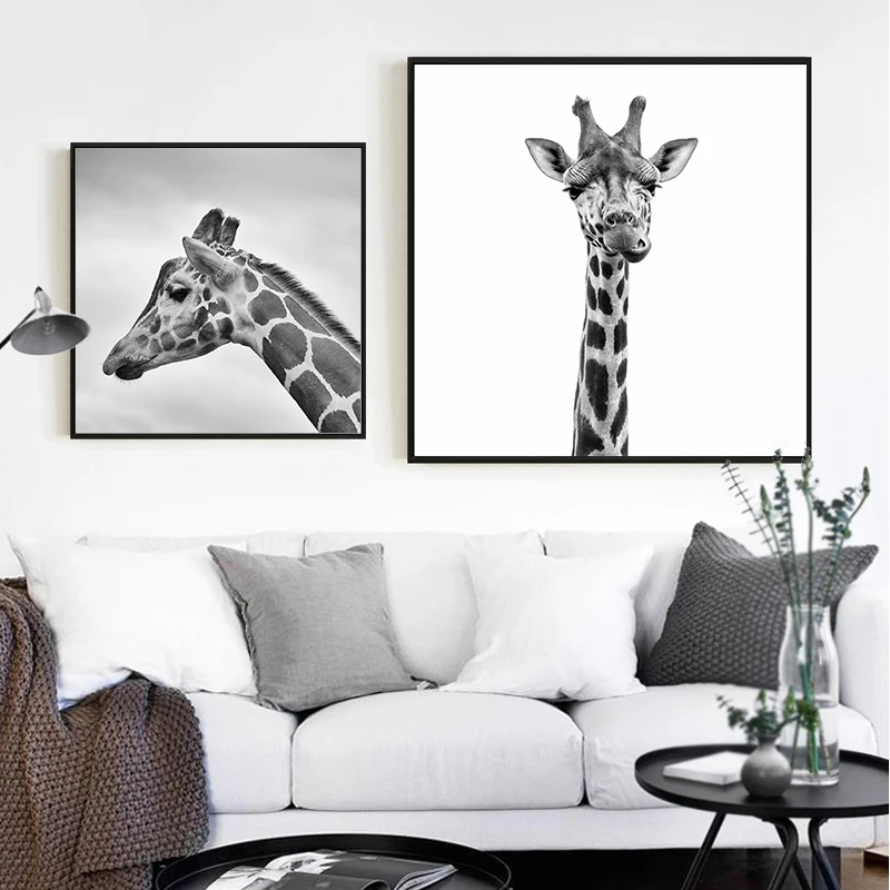 Nordic Style Giraffe Leaf Canvas Poster Art Print Modern Home Decoration