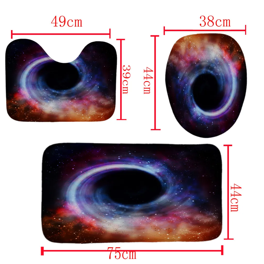 Набор для ванной комнаты, 4 шт., черное отверстие, нескользящая крышка для унитаза, полиэстер, набор ковриков для ванной, занавески для душа, домашний декор, rideau de douche, 6. MAY.2