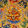 Fengshui Art Ceramic Ornamental Plate Ancient China Nine Dragons Decoration Wood Base Porcelain Traditional Chinese Plate Set 4
