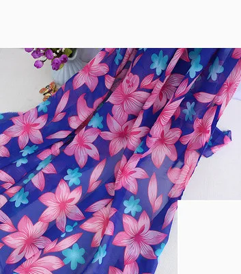 75D маленькое шифоновое платье с цветочным принтом из жоржета; сезон весна-лето; широкие брюки; блузка; микропрозрачная ткань - Цвет: 23
