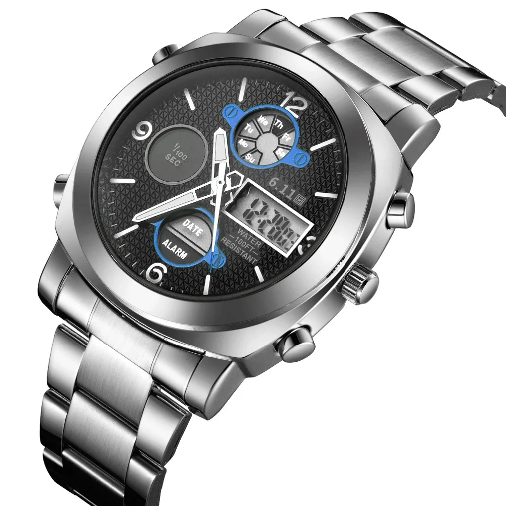 6,11 мужские s новые модные спортивные часы со стальным цветным синим стеклом, мужские водонепроницаемые светодиодный цифровые часы relogio masculino