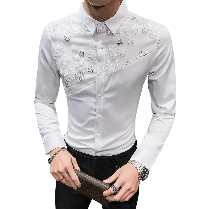 Мужская рубашка с длинным рукавом Размеры S M L XL XXL XXXL|Рубашки для смокинга| |