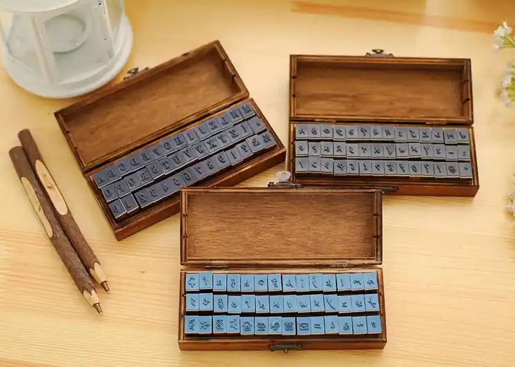 42 шт./компл. рукописный Алфавит буквы деревянный набор штампов/DIY декоративная печать деревянная коробка/смешная работа/3 дизайна на выбор