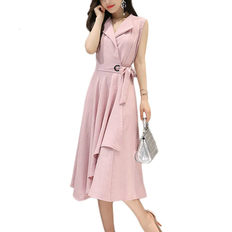 

Cotton Linen Summer Office Dress A-line Robe Grande V Neck Plus Size Black Office Dress