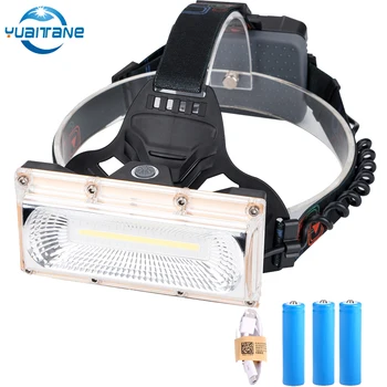 

COB LED Headlight LED Headlamp USB Rechargeable Head Lamp Torch 3 Modes by 3*18650 Battery for Red Warning Safety Head Light