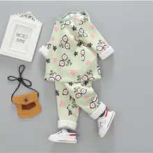 Комплекты одежды для мальчиков и девочек возрастом от 1 года до 4 лет осенне-зимняя теплая пижама с длинными очками и принтом «Джон», пижама комплекты одежды из 2 предметов