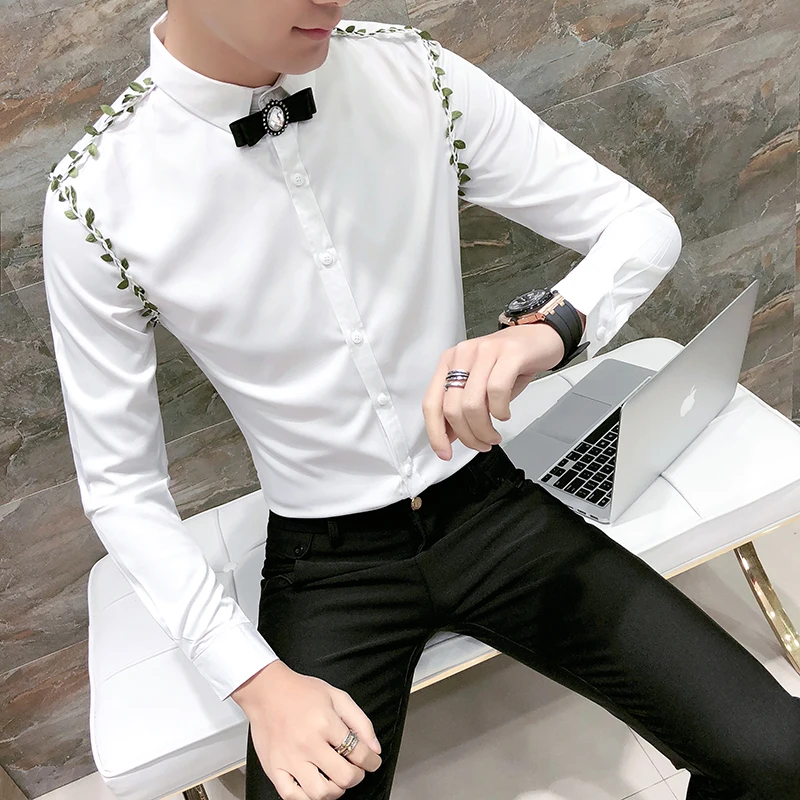 Buy Mens Black Dress Shirts Stage Clothes Mens
