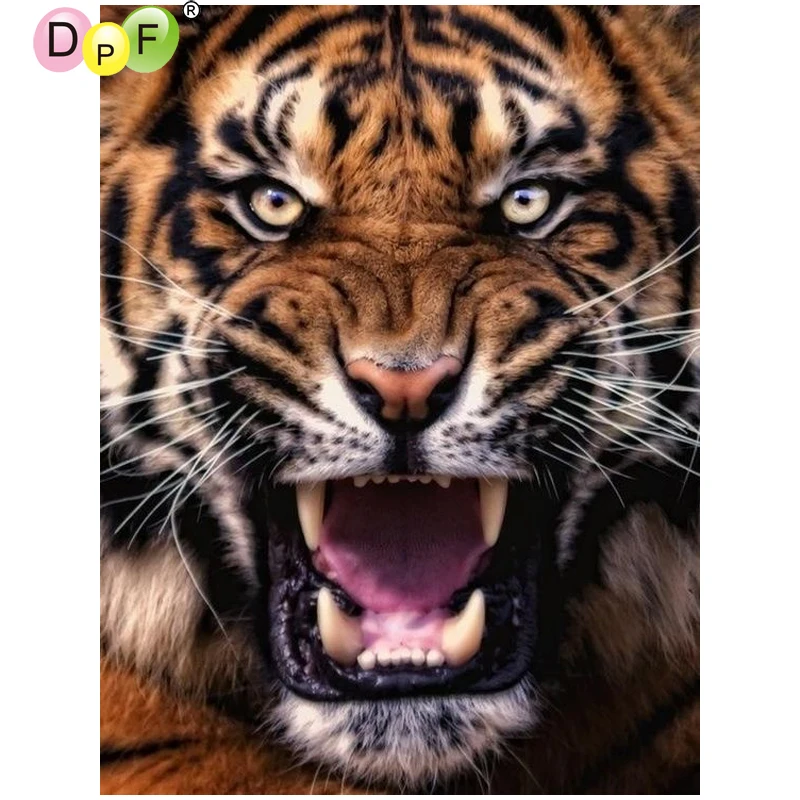DPF DIY The tiger 5D diamond mosaic full square crafts embroidery needlework painting cross stitch home decor | Дом и сад