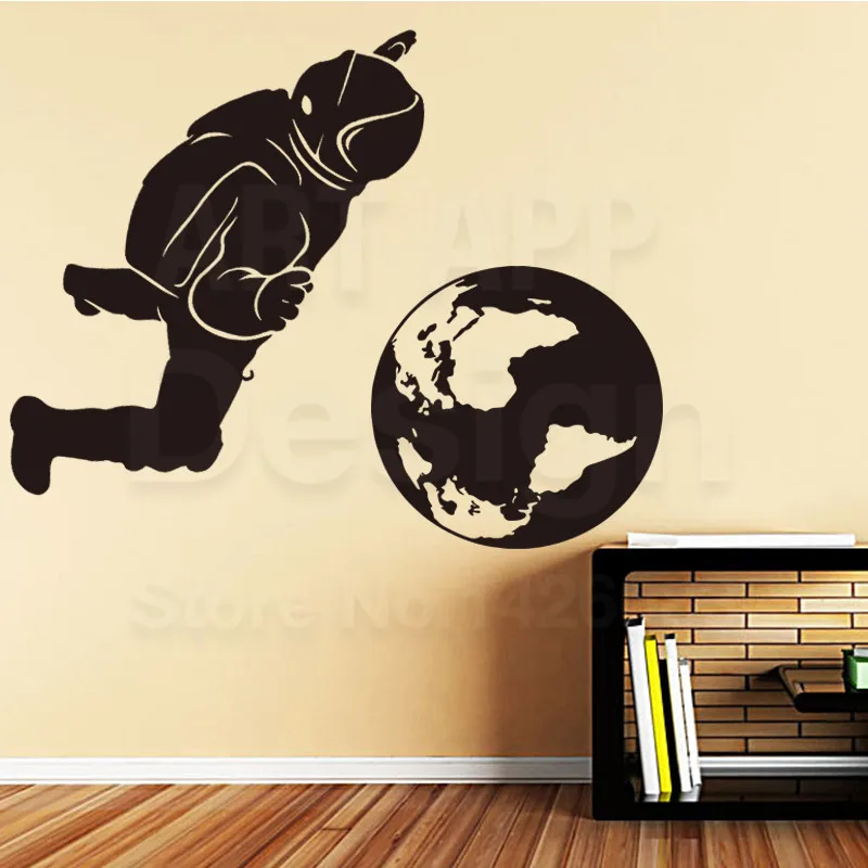 Art new design home decor vinyl astronaut and The earth wall sticker