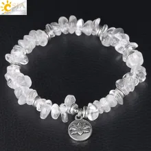 CSJA-Bracelet à puces en cristal extensible fait à la main, Bracelets en pierre naturelle, accessoires irréguliers pour fleurs de Lotus, bijoux de guérison F382
