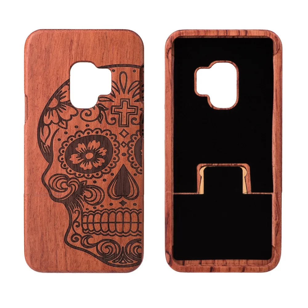 100% Natural Wood Case For Samsung Galaxy S9 Cover Real Wooden Walnut Rosewood Bamboo Phone Cases for Samsung Galaxy S9 Plus S9+