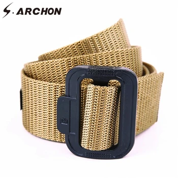 

S.ARCHON Army Tactical Nylon Belt Men Quick Dry Heavy Duty Military Combat Belt Metal Buckle Survival Adjustable Strap Male Belt