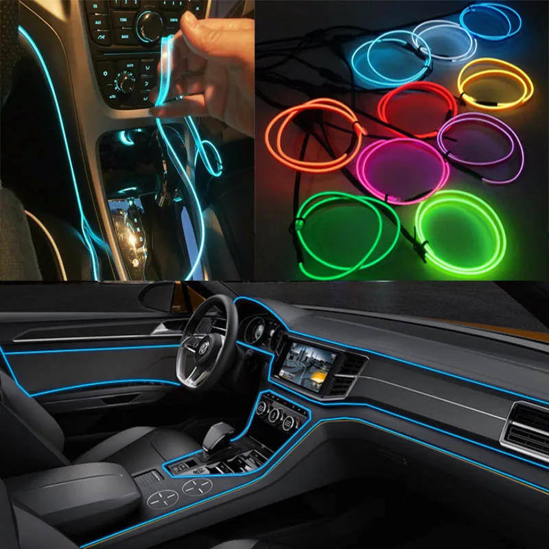EL Wire 8mm Sewing Edge Neon car Lights Dance Party Car Decor Light