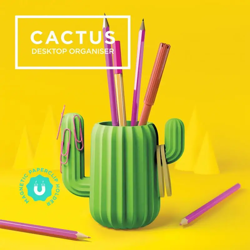 

Home Student Magnetic Attraction Container Storage Cactus Style Office Pen Holder Simple Desktop Organizer Multifunctional Cute