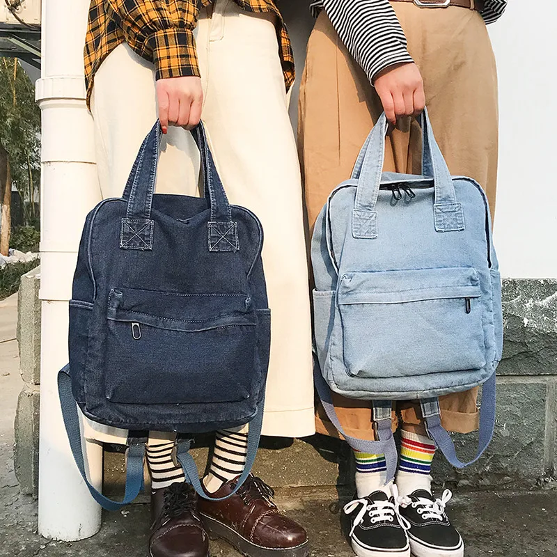 Denim School Backpack For Women Travel bag Preppy Style backpacks