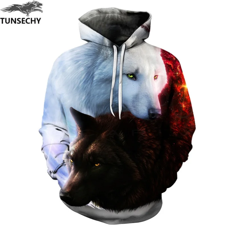 Мужские 3D толстовки с капюшоном tunseky Wolf модные спортивные костюмы опт и розница