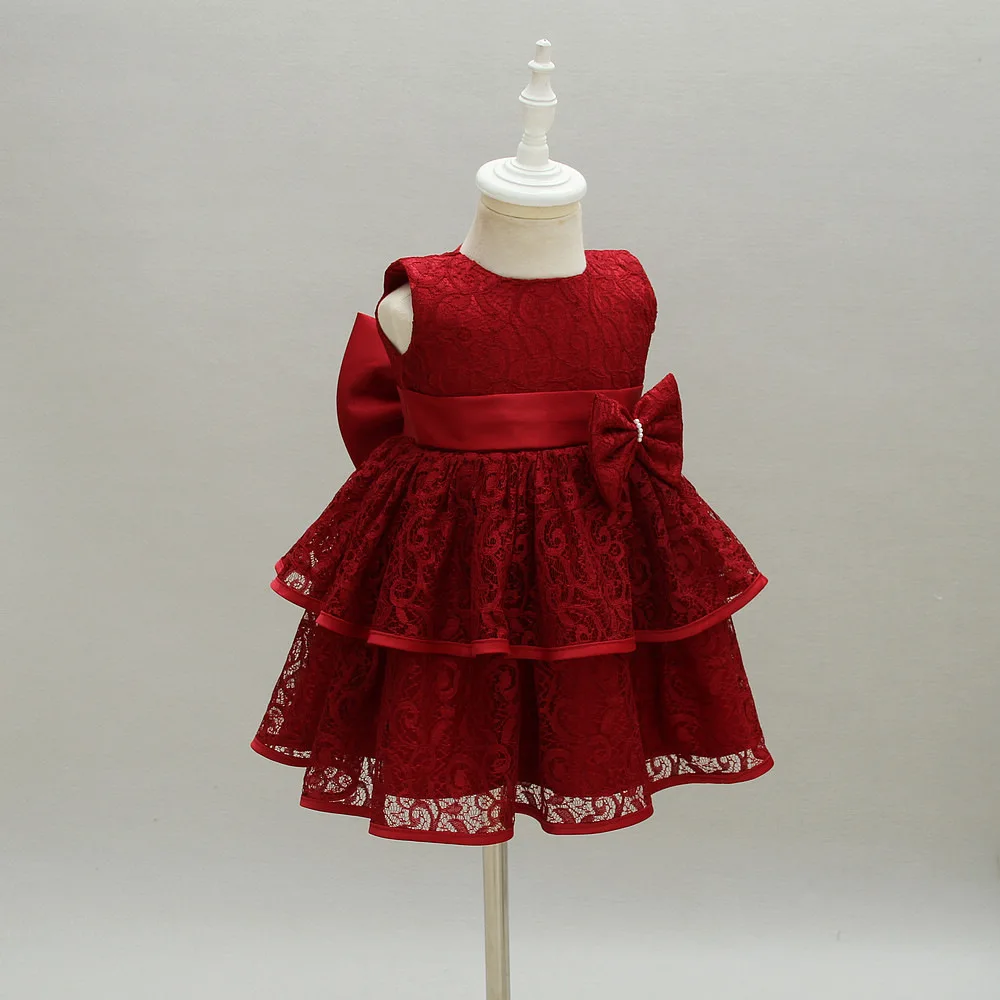 red newborn gown