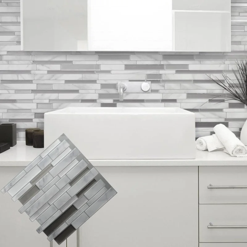 3D мозаичная плитка для кухни, наклейка на стену, самоклеющаяся наклейка для кухни, ванной комнаты, водостойкая плитка, украшение для дома