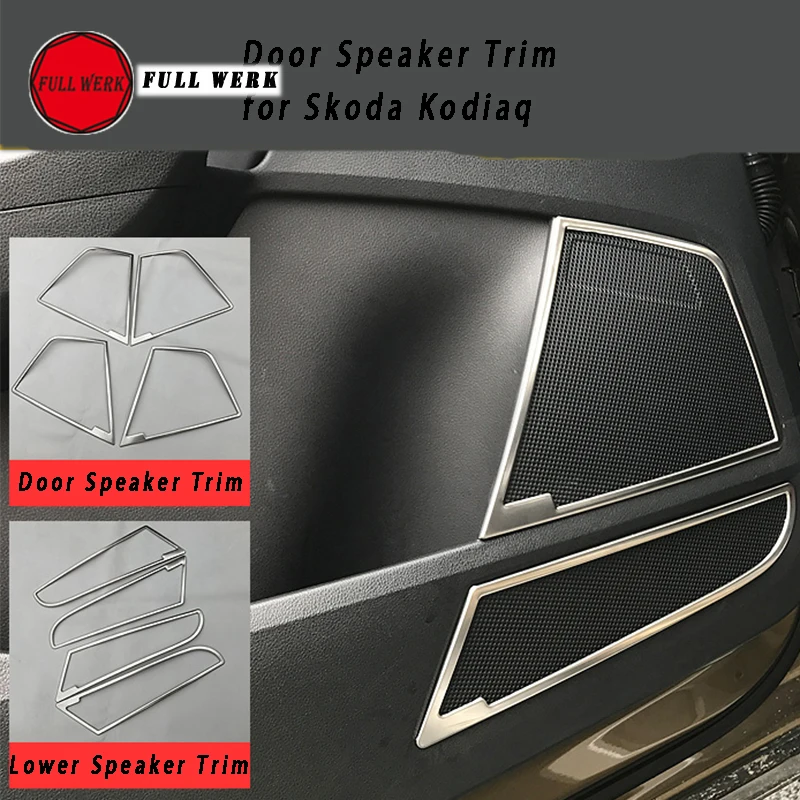 4pcs/set Stainless Steel Car Styling Door Speaker Trim Frame Decoration Cover Sticker for Skoda Kodiaq Interior Accessories | Автомобили и
