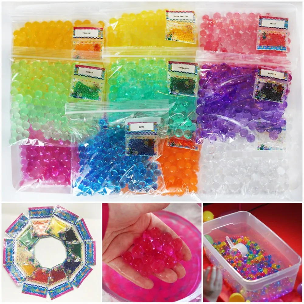 

100bags/lot 10 Colors Growing Up Water Balls Hydrogel Gel Water Beads Mud