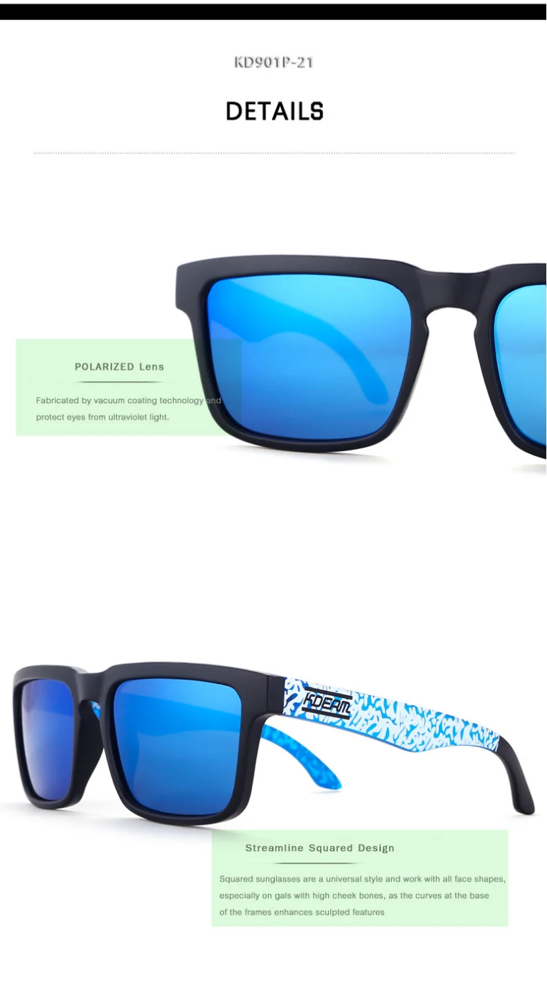 KDEAM Sports Style Polarized Sunglasses Men Fashion Outdoor Sun Glasses High Quality Polaroid Lens Goggles Male UV400 Gafas RX61