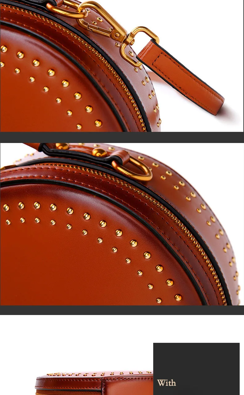 Branded fashion bags reather vintage round bag women's handbags genuine leather female bag (14)