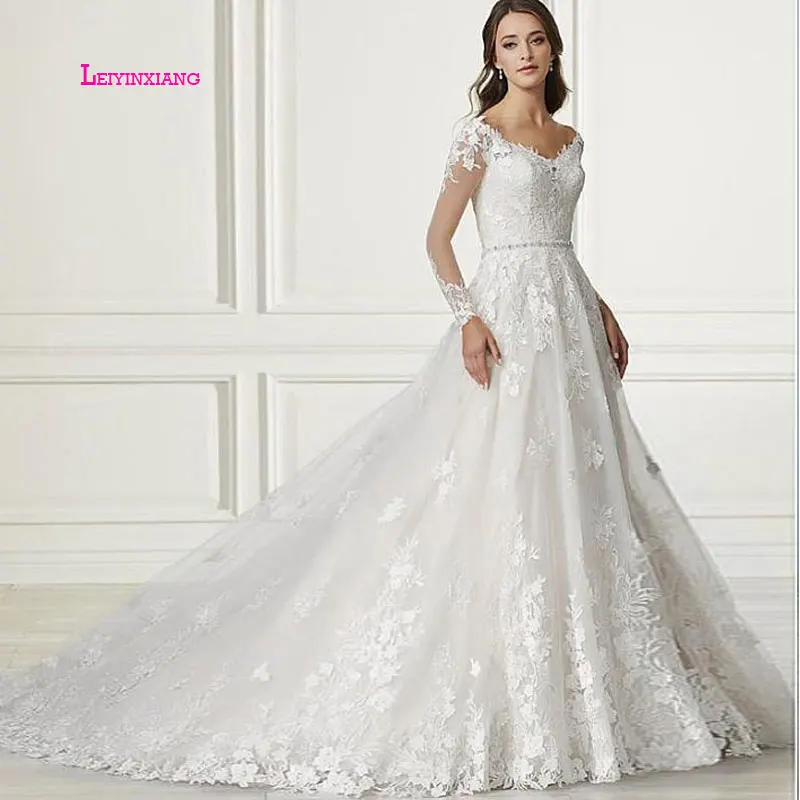 

LEIYINXIANG Popular New Arrival Wedding Dress Bride Dress Vestido De Noiva Sereia Robe Sexy Ball Gown Backless Full Appliques