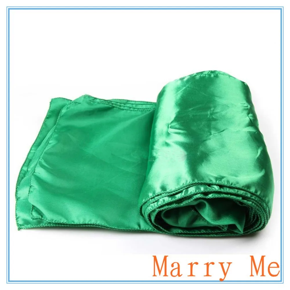 12pcs Cheap Price Green Table Runners for Enlarge Weddings Satin Fabric Table Runnerin Table