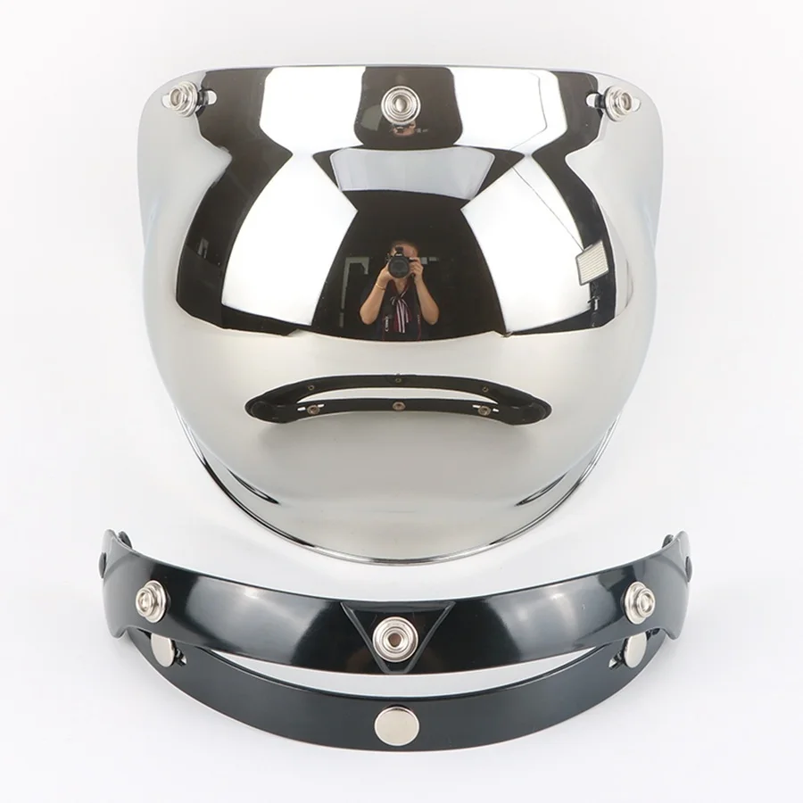 

Free shipping 1pcs 3 button Lens Universal Flip up Anti-UV Visor Lens Bubbles Visor Harley Vintage Open Face Motorcycle Helmet