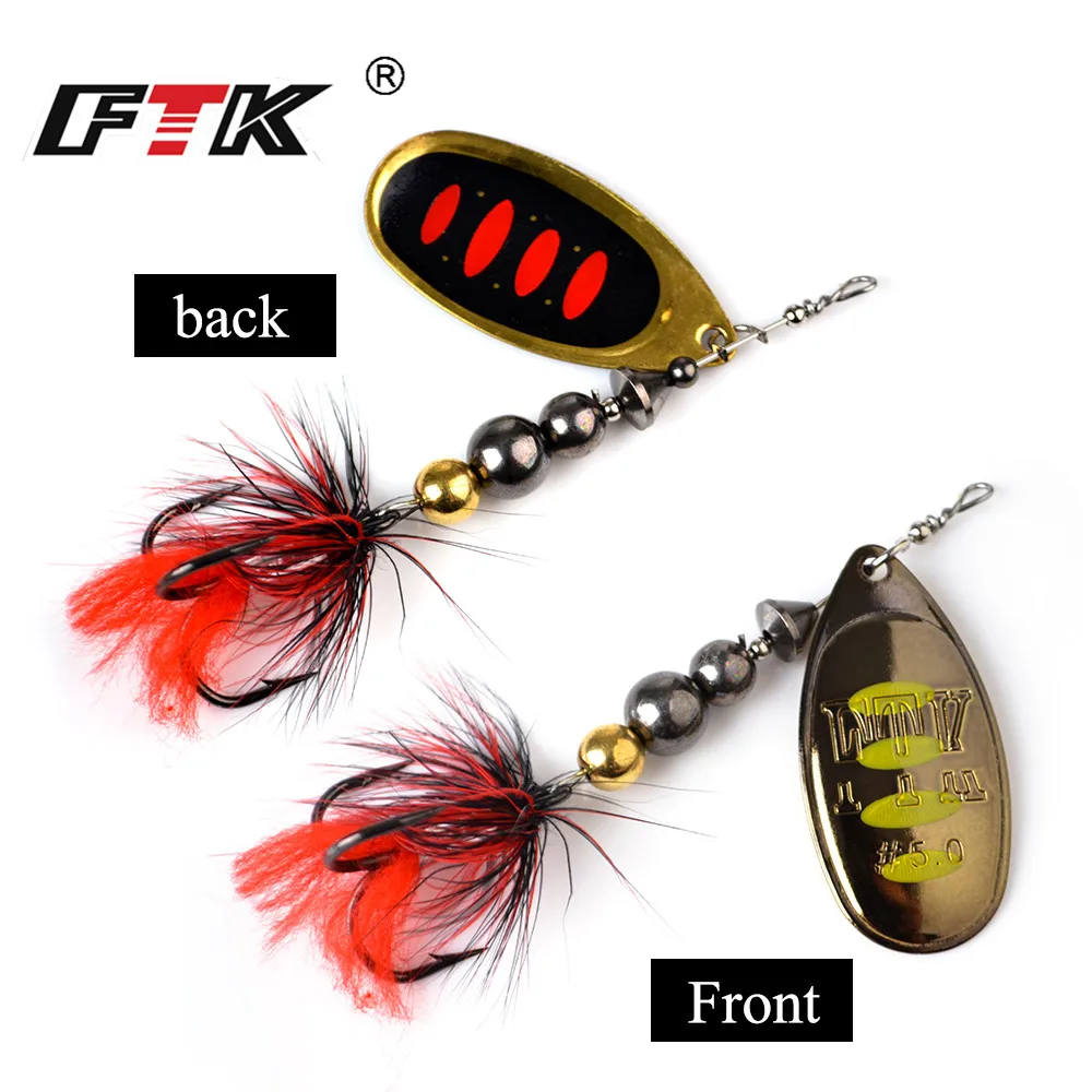 FTK Fishing Lure  Spoon Spinner Bait 1pc 12g 18g Feather Saltwater Lure Accessories Treble Hook Metal Hard Lure Wobblers Tackle