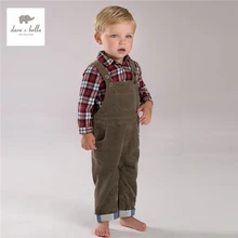 DB3857 дэйв белла осень мальчиков хаки комбинезоны девушки wine red one piece детская одежда детские комбинезоны