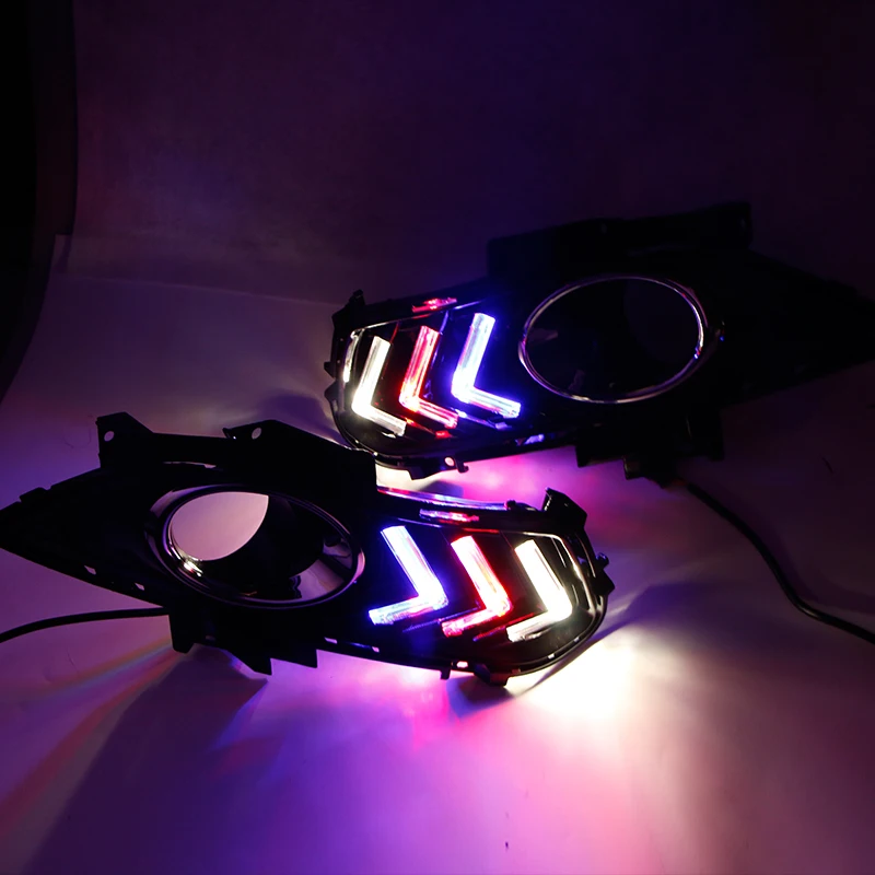 

2 Pcs LED DRL Daytime Running Light Fog Lamp with Hole For Ford Mondeo Fusion 2013 2014 2015 2016 Daylight White Yellow Blue