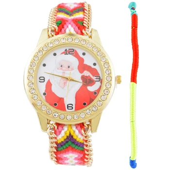 

FUNIQUE 2018 Christmas Elderly Watches Women Woolen Belt Ladies Watch Rhinestone Dial Clock Quartz Wristwatch Christmas Gift