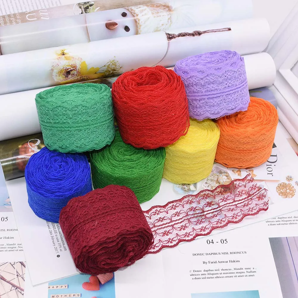 

High quality 10m 4.5cm Lace Ribbon Trim Fabric Rustic DIY Material Handcrafted Embroidered Sewing Clothes Dress Wedding Decor