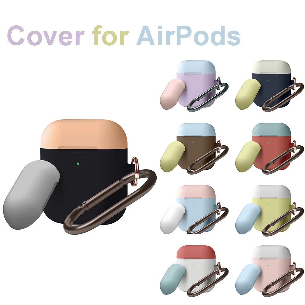 

Earphone Cover Multicolor Silicone Protective Cover Case with Keychain For Apple For AirPodos L709