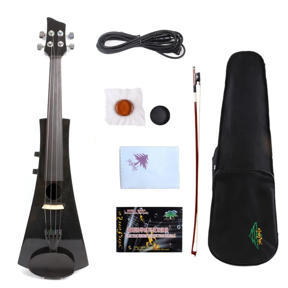 Electric Violin 4/4 Black Big Jack Passive Pickup Solid wood Advancein