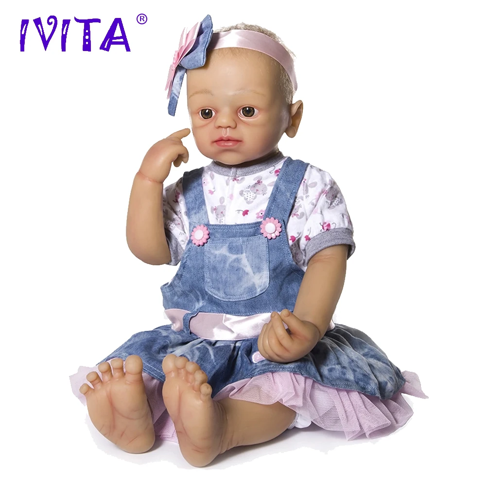 Ivita 22 дюйм(ов) полный силиконовые Куклы Reborn Металл скелет силикона Reborn Baby Куклы корень волоса силиконовые куклы коричневый Средства ухода