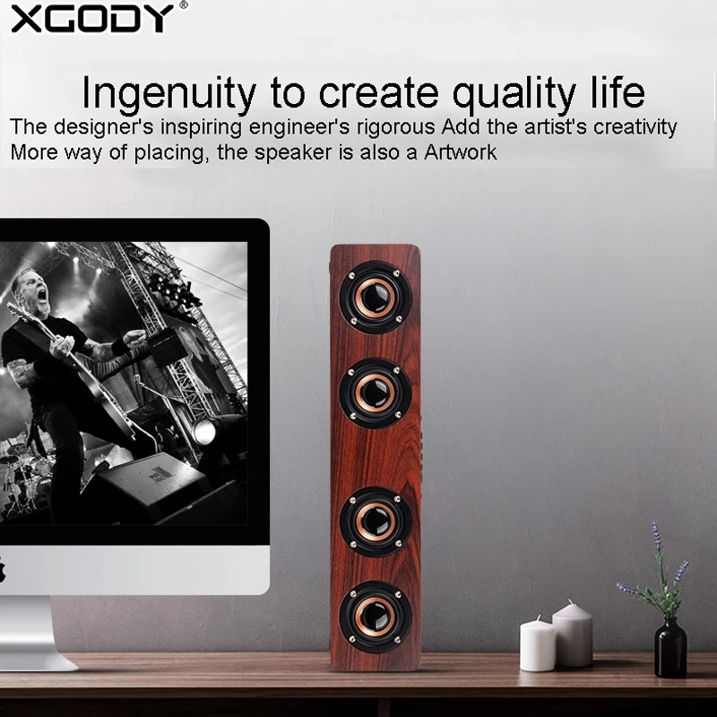 

XGODY W8 Wooden Speaker Bluetooth Receiver Music Center Powerful Speaker Caixa de som Enceinte Column for TV PC Phone Laptop