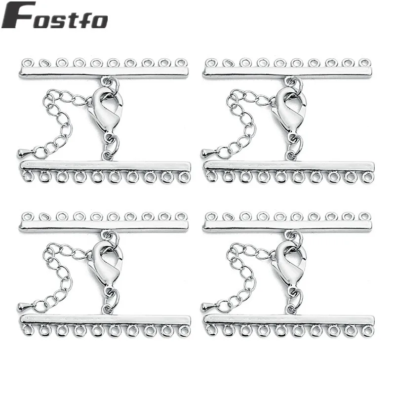 Fostfo 2 компл./лот 1/2/3/4/5/6/8/9/10 рядов конец застежки карабины для Браслеты Цепочки и ожерелья разъемов "сделай сам" для изготовления ювелирных изделий