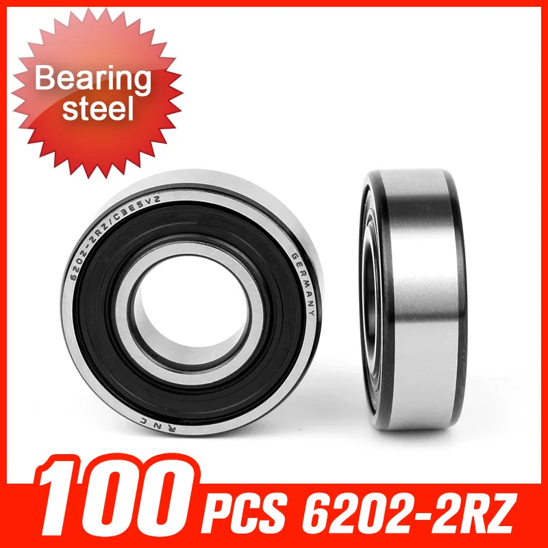 

100pcs 6202-2RZ Bearing 35x15x11mm Seal Cover Bearings For Mining And Metallurgy Industry Hardware Tool Accessories