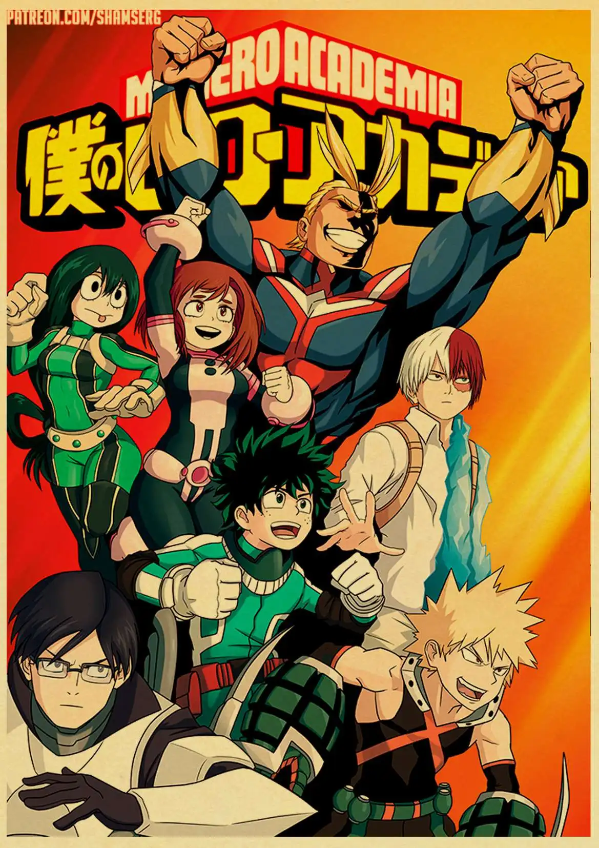 Japanese Anime My Hero Academia Retro poster Home decoration Kraft Poster Painting Wall stickers