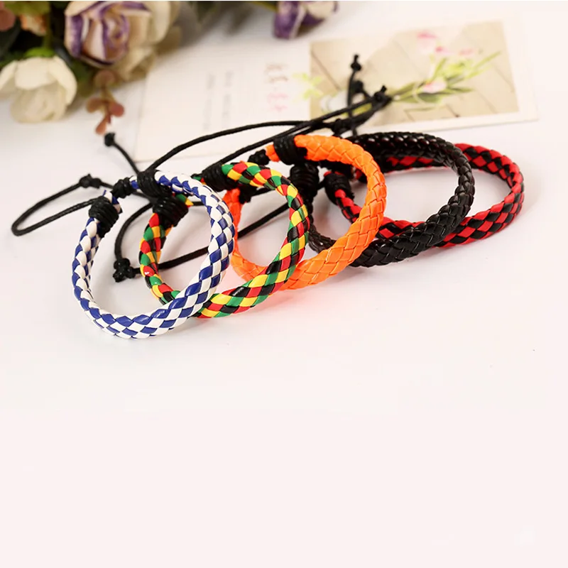 Fashion Mens Womens Braided Faux Leather Bracelet Wristband Unisex Gifts