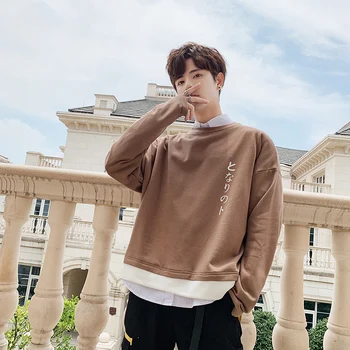 

Spring New Hoodies Men Fashion Cartoon Printing Casual Sweatshirt Man Streetwear Wild Hip Hop Loose Fake Two-piece Pullover