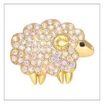 Nowa broszka strasy Vintage śliczne Broche Strass Mujer piękne kryształowe owce broszka zwierząt Broche przypinka biżuteria X1574