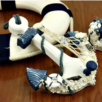 

Mediterranean Style Ornamental Home Decor Wood Pirate Ship Anchor Hook For Home Bathroom Window Office Hanging Decoration