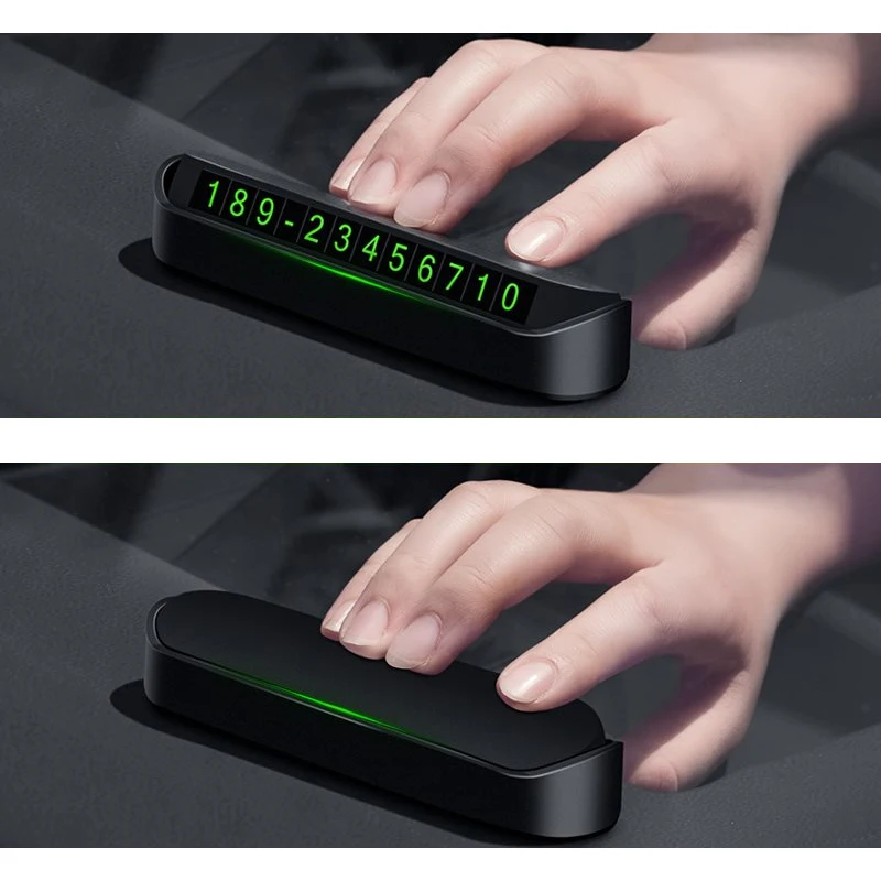

Universal Car Luminous Temporary Parking Card Hidden Auto Mobile Temporary Stop Sign Interior Night Phone Number Card Universal