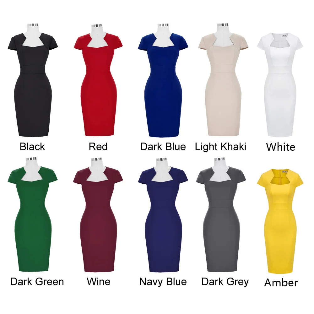 Женское офисное платье с коротким цельнокроеным рукавом облегающее карандаш